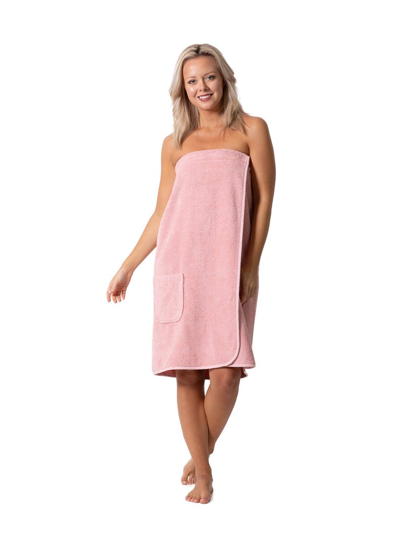 Robe Direct Womenâ€™s Terry Cloth Spa and Bath Towel Wrap with Adjustable Closure & Elastic Top (Powder, Large/One Size) - Image 1